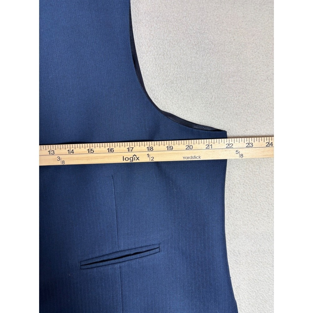 Calvin Klein Mens Sz 44 Slim Fit 3 Piece Suit Blue Blazer Vest Pants 35x31 EUC - Picture 6 of 13